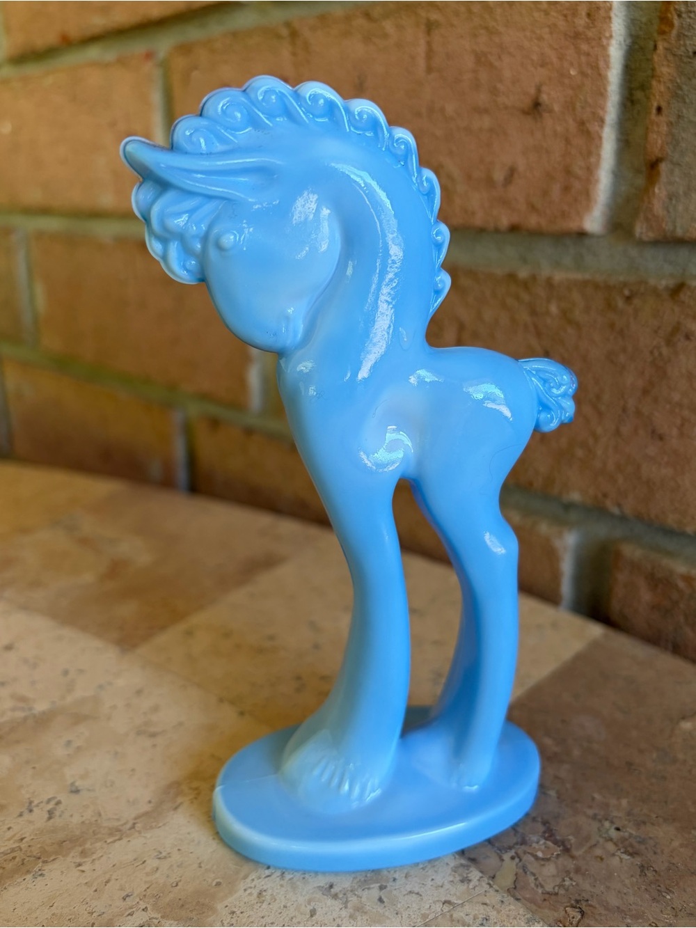 Mosser Blue Milk Glass Decorative Trojan Horse Pony Figurine - Picture 3 of 12